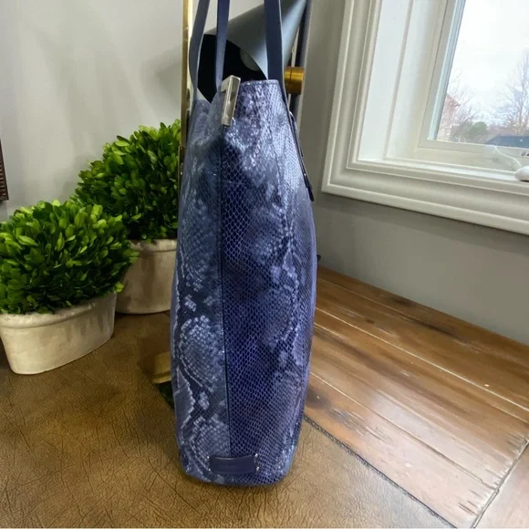 Coach XL Josie Blue Glass Python-Print Leather Tote - Picture 8 of 15
